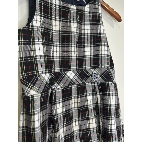 Lands' End Girls Blue Green Plaid Sleeveless Dress Pleated Button Size 7 Holiday - Picture 3 of 8